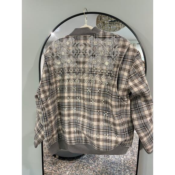 Free People Louie Wool Blend Embellished Bomber Jacket - Picture 3 of 10